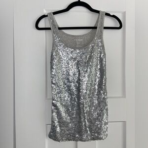 Old Navy Grey Sequined Tank Top